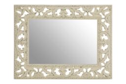 Orsina Rustic Cream Wall Mirror with Floral Frame, Portrait or Landscape Mounting Mirror, Square Wall Mirror