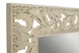 Orsina Rustic Cream Wall Mirror with Floral Frame, Portrait or Landscape Mounting Mirror, Square Wall Mirror - thumbnail 4