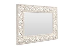 Orsina Rustic Cream Wall Mirror with Floral Frame, Portrait or Landscape Mounting Mirror, Square Wall Mirror - thumbnail 2