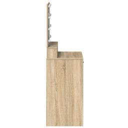 Berkfield Home Makeup Table with LED Lights in Sonoma Oak - 50x41x135 cm in Beige - Size: 50 x 41 x 135 cm - thumbnail 6