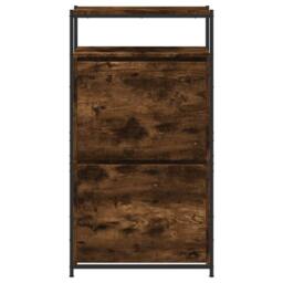 Berkfield Home Shoe Cabinet Smoked Oak 60x34x112 Engineered Wood in Brown - thumbnail 5