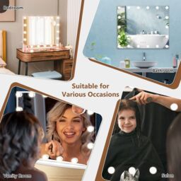 Costway 2 in 1 Tabletop&Wall Mounted Makeup Mirror Vanity Mirror w/18 LED Lights in White - thumbnail 5