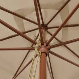 Berkfield Home Garden Parasol with Wooden Pole Taupe 300x300x273 cm in Beige - Size: 300 x 300 x 273 cm - thumbnail 5