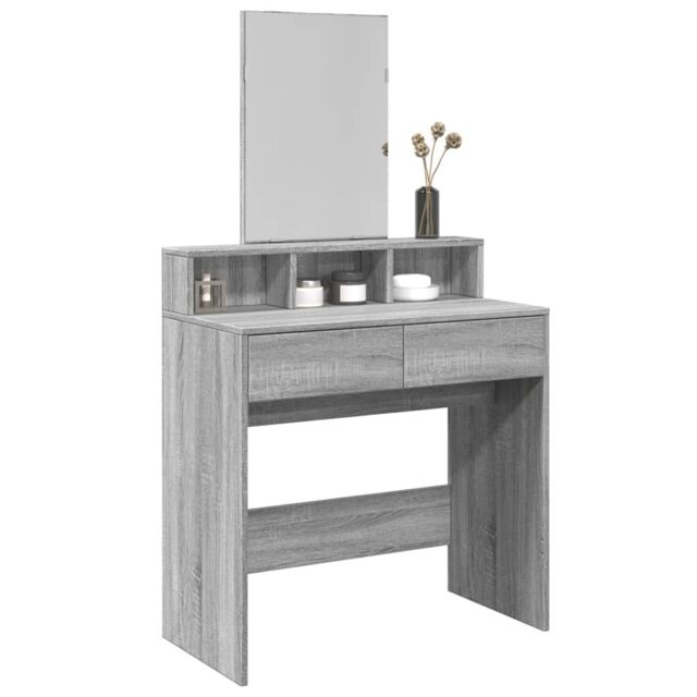 Berkfield Home Dressing Table with Mirror Grey Sonoma 80x41x144.5 cm - image 1