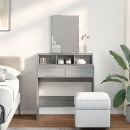 Berkfield Home Dressing Table with Mirror Grey Sonoma 80x41x144.5 cm - thumbnail 3