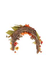 H&O Direct Artificial Sunflower Swag Wreath with Pumpkins for Halloween Hanging Decor in Orange - thumbnail 4