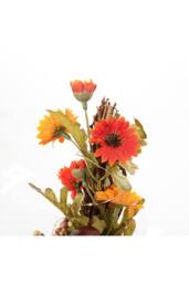H&O Direct Artificial Sunflower Swag Wreath with Pumpkins for Halloween Hanging Decor in Orange - thumbnail 7
