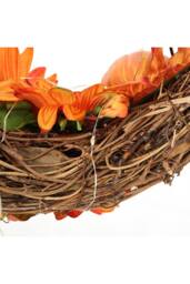 H&O Direct Artificial Sunflower Swag Wreath with Pumpkins for Halloween Hanging Decor in Orange - thumbnail 8