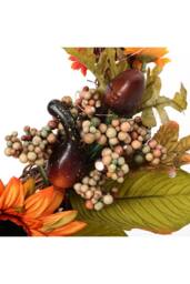 H&O Direct Artificial Sunflower Swag Wreath with Pumpkins for Halloween Hanging Decor in Orange - thumbnail 6