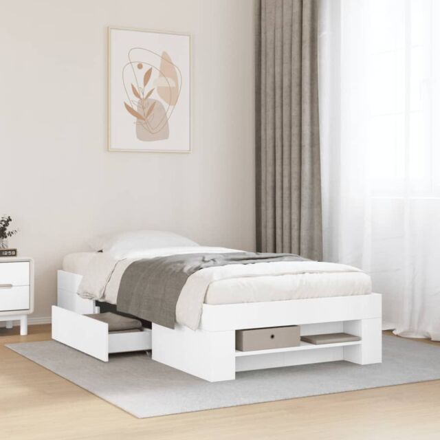Berkfield Home Bed Frame without Mattress White 90x200 cm Engineered Wood - image 1