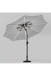 Living and Home Large Solar Powered LED Patio Umbrella for Outdoor Garden Patio with Base in Light Grey - thumbnail 5