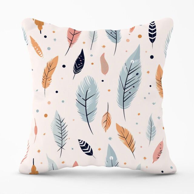 Warren Reed - Designer Pastel Feather Pattern Outdoor Cushion in Blue - Size: 60 cm x 60 cm - image 1