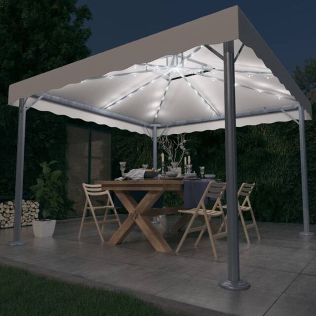 Berkfield Home Gazebo with LED String Lights 300x300 cm Cream Aluminium in Beige - image 1