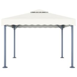 Berkfield Home Gazebo with LED String Lights 300x300 cm Cream Aluminium in Beige - thumbnail 4