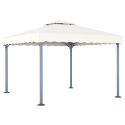 Berkfield Home Gazebo with LED String Lights 300x300 cm Cream Aluminium in Beige - thumbnail 3