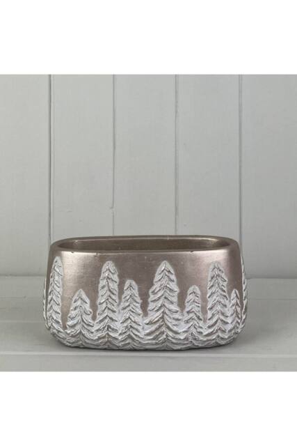 KDMD Champagne Gold Oval Pot with Embossed Trees - image 1