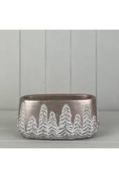 KDMD Champagne Gold Oval Pot with Embossed Trees