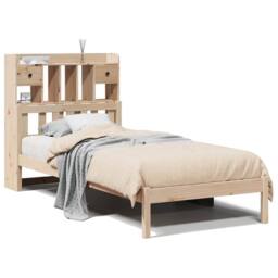 Berkfield Home Bookcase Bed without Mattress 90x190 cm Single Solid Wood Pine in Tan - thumbnail 1