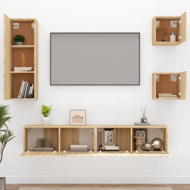 Berkfield Home Classic 5 Piece TV Cabinet Set Sonoma Oak Engineered Wood in Light Oak - image 1