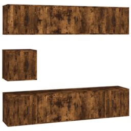 Berkfield Home 7 Piece TV Cabinet Set Smoked Oak Engineered Wood in Brown - thumbnail 2