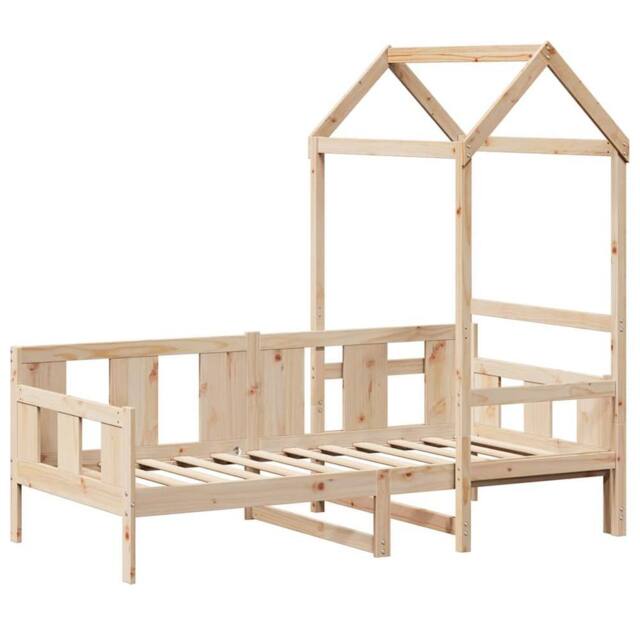 Berkfield Home Beautiful Day Bed with Roof without Mattress 80x200 cm Solid Wood in Natural - image 1