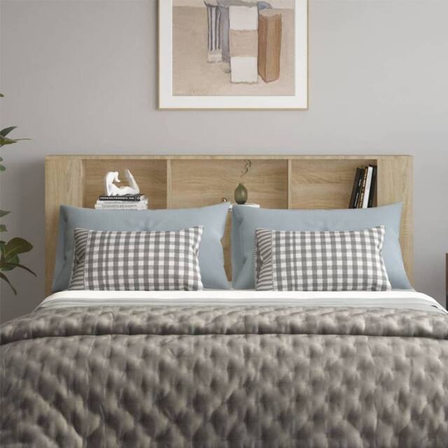 Berkfield Home Headboard Cabinet Sonoma Oak 180x18.5x104.5 cm in Light Brown - image 1