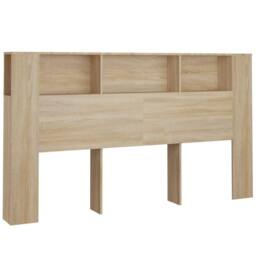 Berkfield Home Headboard Cabinet Sonoma Oak 180x18.5x104.5 cm in Light Brown - thumbnail 3