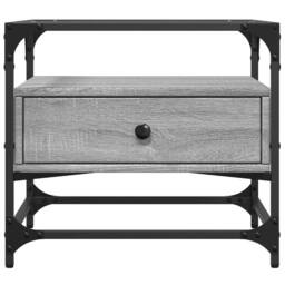 Berkfield Home Decorative Coffee Table with Glass Top Grey Sonoma 50x50x45 cm Steel - Size: 50 x 50 x 45 cm - thumbnail 4