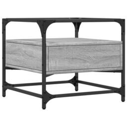 Berkfield Home Decorative Coffee Table with Glass Top Grey Sonoma 50x50x45 cm Steel - Size: 50 x 50 x 45 cm - thumbnail 6