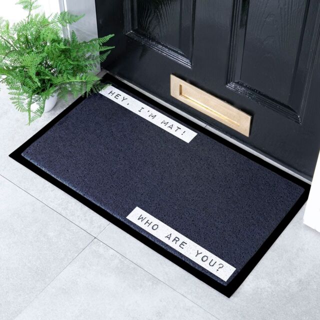 Artsy Mats Hey I'm Mat Who Are You Indoor & Outdoor Doormat - 70x40cm in Black - Size: 40 cm x 70 cm - image 1