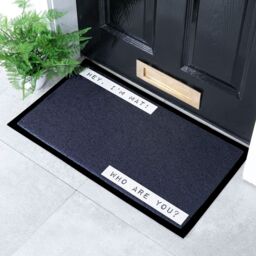 Artsy Mats Hey I'm Mat Who Are You Indoor & Outdoor Doormat - 70x40cm in Black - Size: 40 cm x 70 cm - thumbnail 1