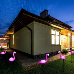 Obasyhig Solar Flamingo Floor Lamp Outdoor Ambient Lighting in Pink - thumbnail 3