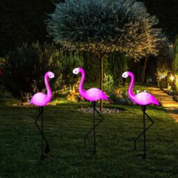 Obasyhig Solar Flamingo Floor Lamp Outdoor Ambient Lighting in Pink - thumbnail 4