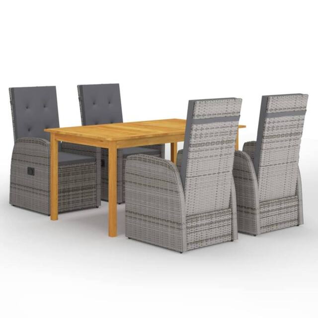 Berkfield Home 5 Piece Garden Dining Set with Cushions Grey Poly Rattan - image 1