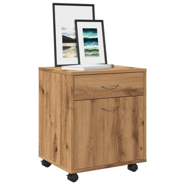 Berkfield Home Rolling Cabinet Artisan Oak 45x38x54 cm Engineered Wood in Brown - Size: 45 x 38 x 54 cm - image 1