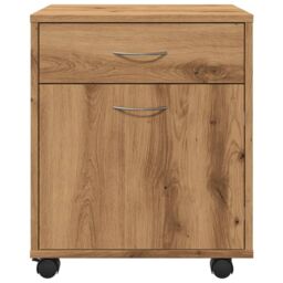 Berkfield Home Rolling Cabinet Artisan Oak 45x38x54 cm Engineered Wood in Brown - Size: 45 x 38 x 54 cm - thumbnail 5