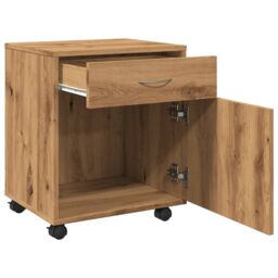 Berkfield Home Rolling Cabinet Artisan Oak 45x38x54 cm Engineered Wood in Brown - Size: 45 x 38 x 54 cm - thumbnail 8