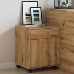 Berkfield Home Rolling Cabinet Artisan Oak 45x38x54 cm Engineered Wood in Brown - Size: 45 x 38 x 54 cm - thumbnail 4