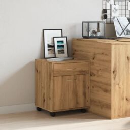 Berkfield Home Rolling Cabinet Artisan Oak 45x38x54 cm Engineered Wood in Brown - Size: 45 x 38 x 54 cm - thumbnail 3