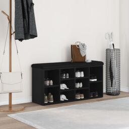 Berkfield Home Storage Bench Black Oak 100x30x48 cm Engineered Wood - Size: 100 x 30 x 48 cm