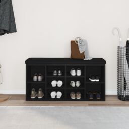 Berkfield Home Storage Bench Black Oak 100x30x48 cm Engineered Wood - Size: 100 x 30 x 48 cm - thumbnail 4