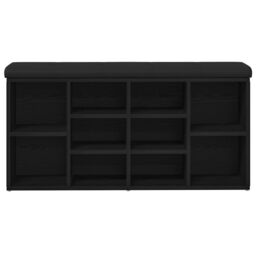 Berkfield Home Storage Bench Black Oak 100x30x48 cm Engineered Wood - Size: 100 x 30 x 48 cm - thumbnail 5
