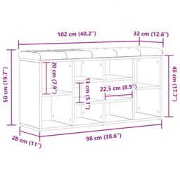 Berkfield Home Storage Bench Black Oak 100x30x48 cm Engineered Wood - Size: 100 x 30 x 48 cm - thumbnail 9