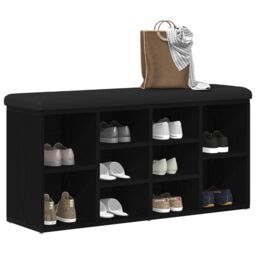 Berkfield Home Storage Bench Black Oak 100x30x48 cm Engineered Wood - Size: 100 x 30 x 48 cm - thumbnail 3