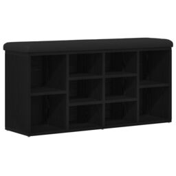 Berkfield Home Storage Bench Black Oak 100x30x48 cm Engineered Wood - Size: 100 x 30 x 48 cm - thumbnail 2