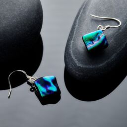 Sienna Glass Dichroic Jewellery - Earrings - Midnight Blue & Dark Green in Bottle Green - thumbnail 2