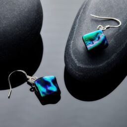 Sienna Glass Dichroic Jewellery - Earrings - Midnight Blue & Dark Green in Bottle Green - thumbnail 1