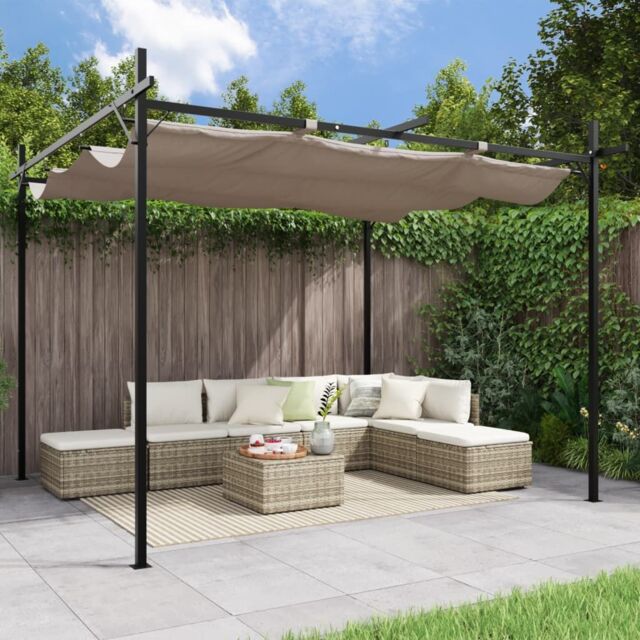 Berkfield Home Pergola with Retractable Roof Taupe 295x292x230 cm in Beige - Size: 295 x 292 x 230 cm - image 1