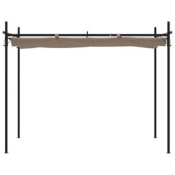 Berkfield Home Pergola with Retractable Roof Taupe 295x292x230 cm in Beige - Size: 295 x 292 x 230 cm - thumbnail 3