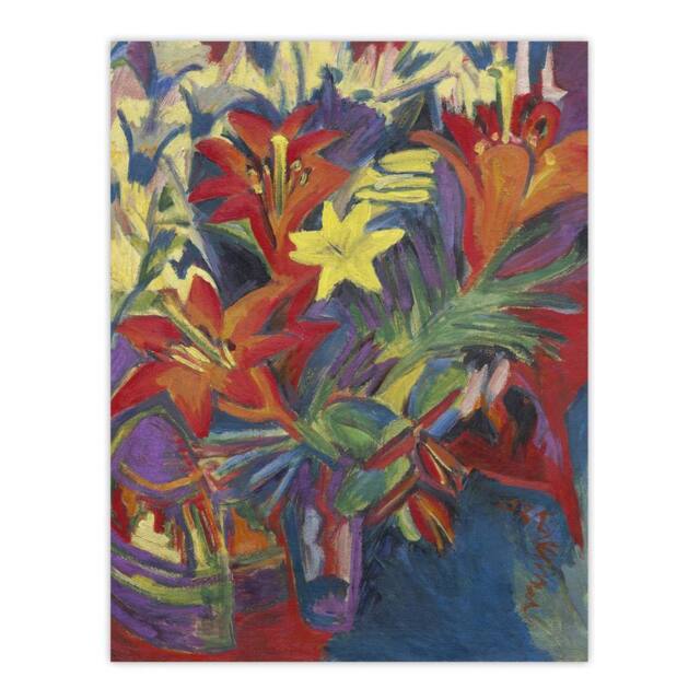 "Artery8 Still Life with Lilies Ernst Ludwig Kirchner Wall Art Poster Print - Size: W24"" x H32""" - image 1